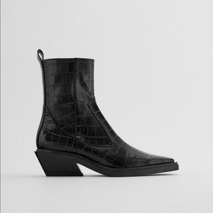 ZARA animal print cowboy boots